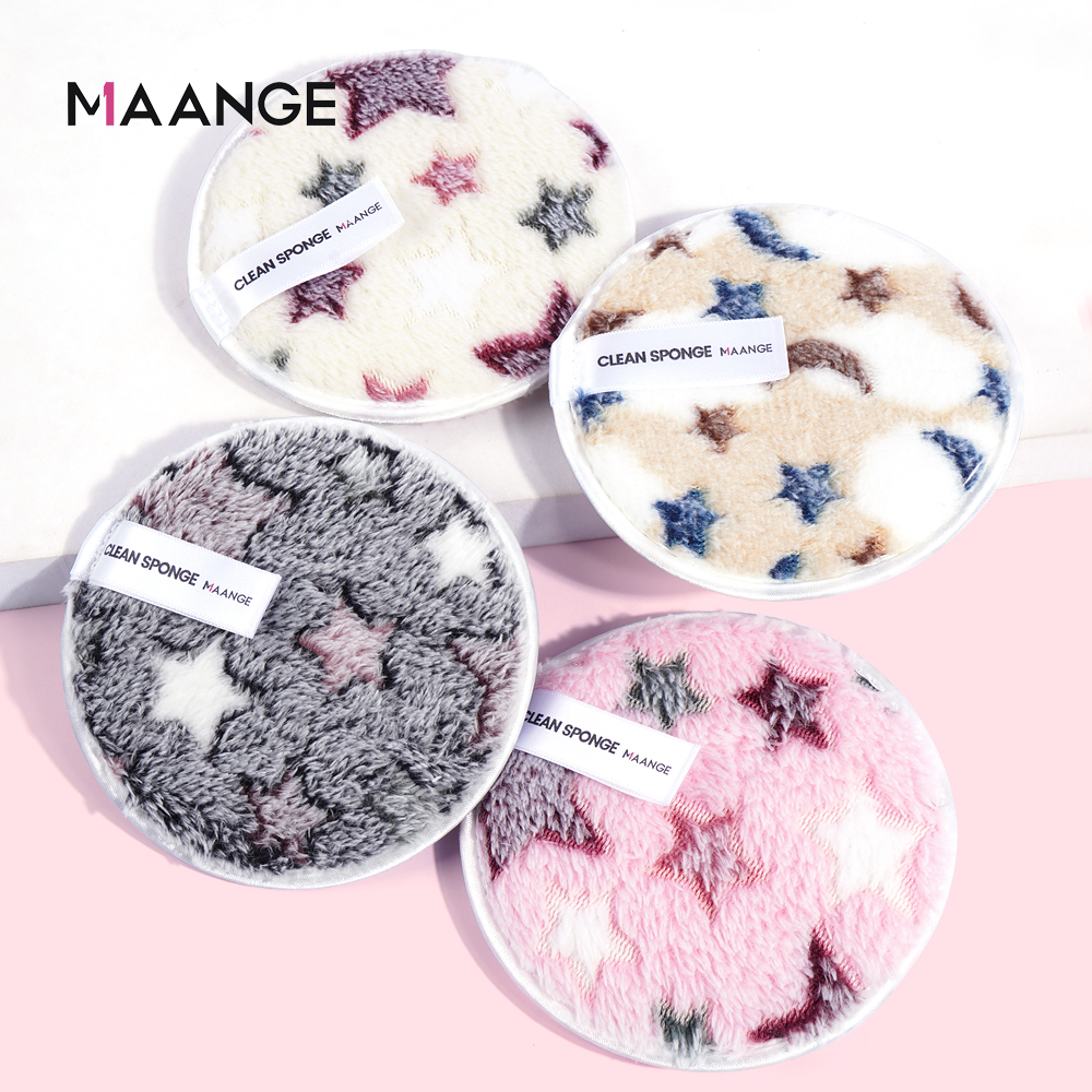 MAANGE New Mix Colors 4Pcs Face Skin Cleansing Nylon Fabric Sponge Reusable Cosmetic Puff Makeup Remover Pad