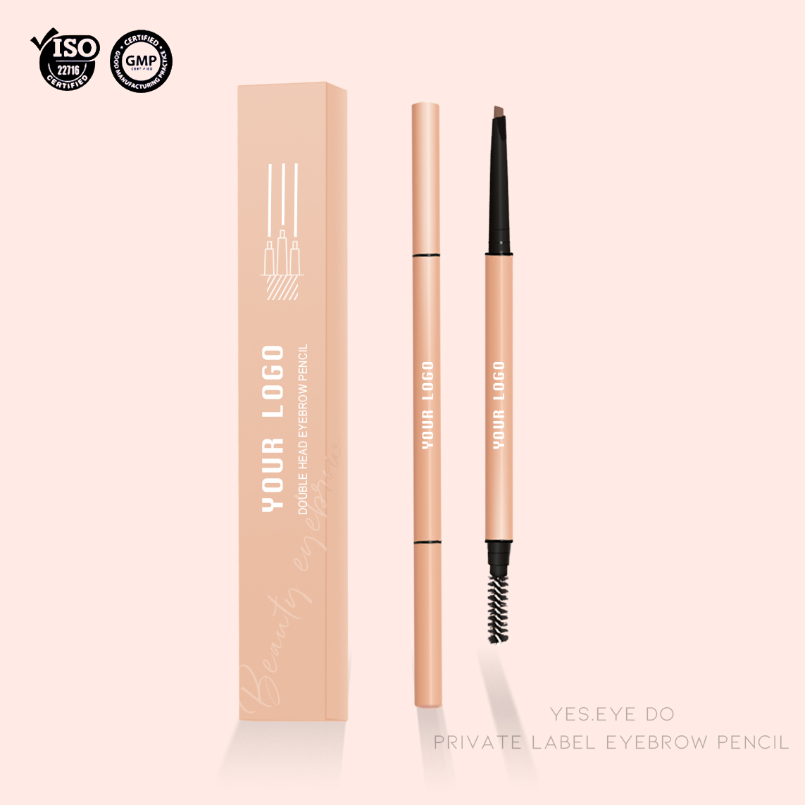 Double sided pencil private label definer shaping color brow pomade vegan makeup  eyebrow pencil beige nude