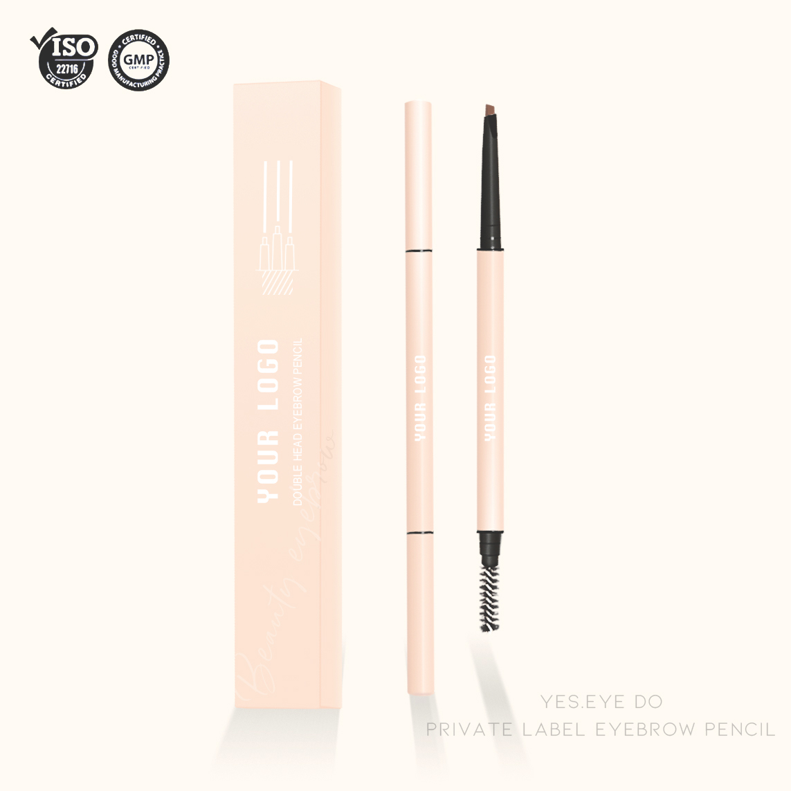 Double sided pencil private label definer shaping color brow pomade vegan makeup  eyebrow pencil beige nude
