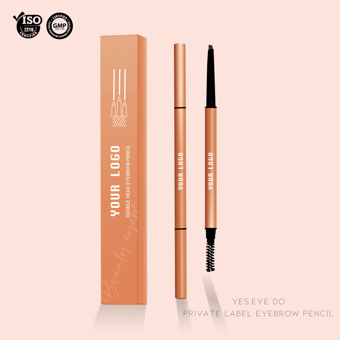 Double sided pencil private label definer shaping color brow pomade vegan makeup  eyebrow pencil beige nude