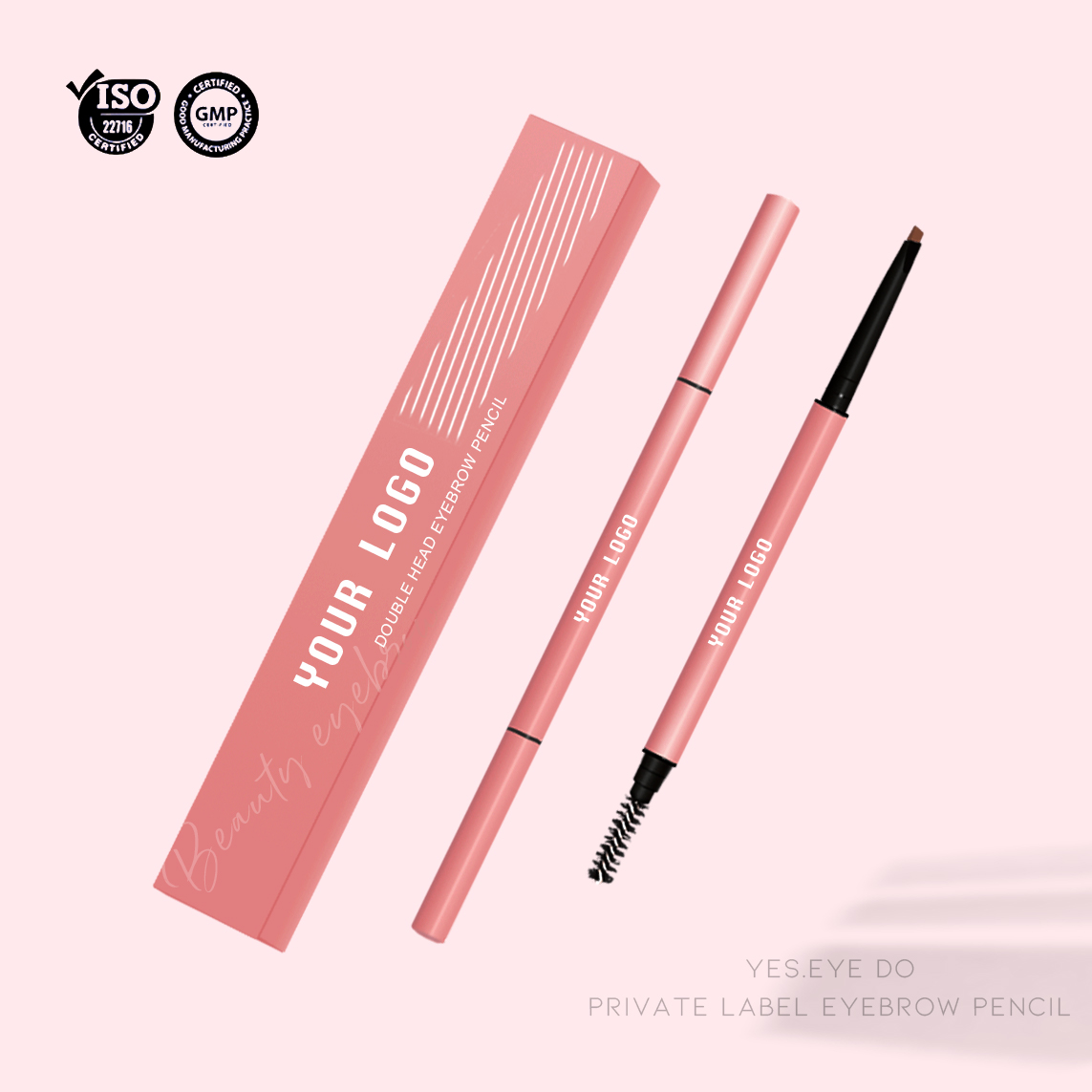 Double sided pencil private label definer shaping color brow pomade vegan makeup  eyebrow pencil beige nude