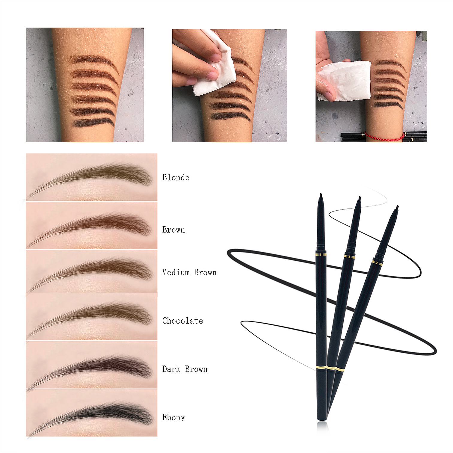   high quality waterproof eyebrows pen vegan dark brown eye brow private label eyebrow pencil