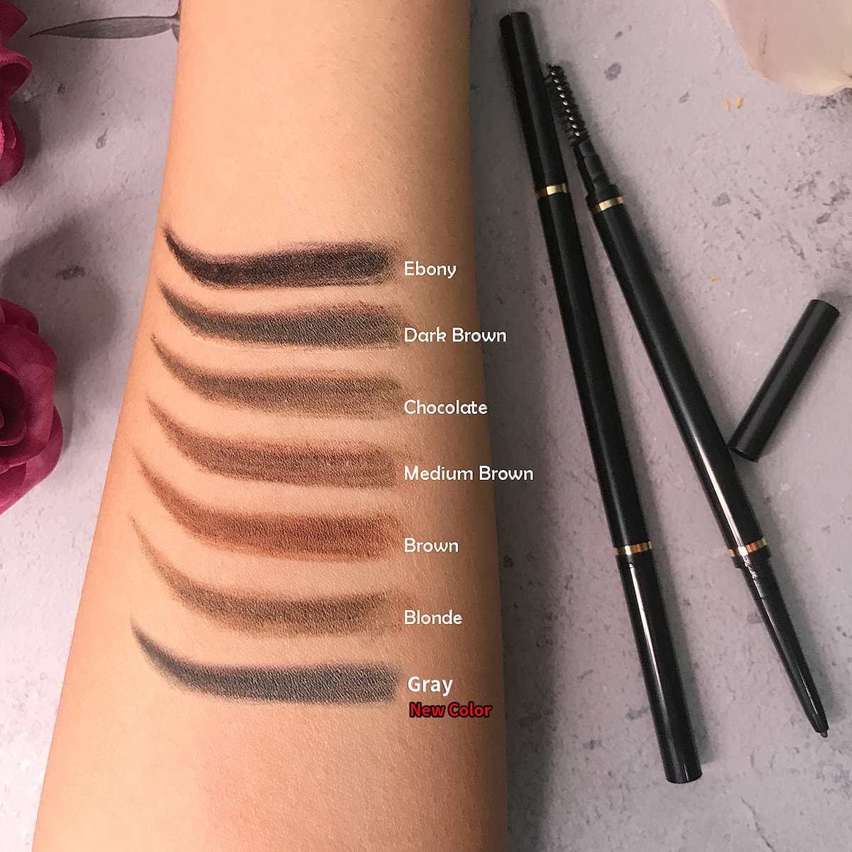 Vegan high pigment low moq private label eye pencil waterproof long lasting eyebrow pencil