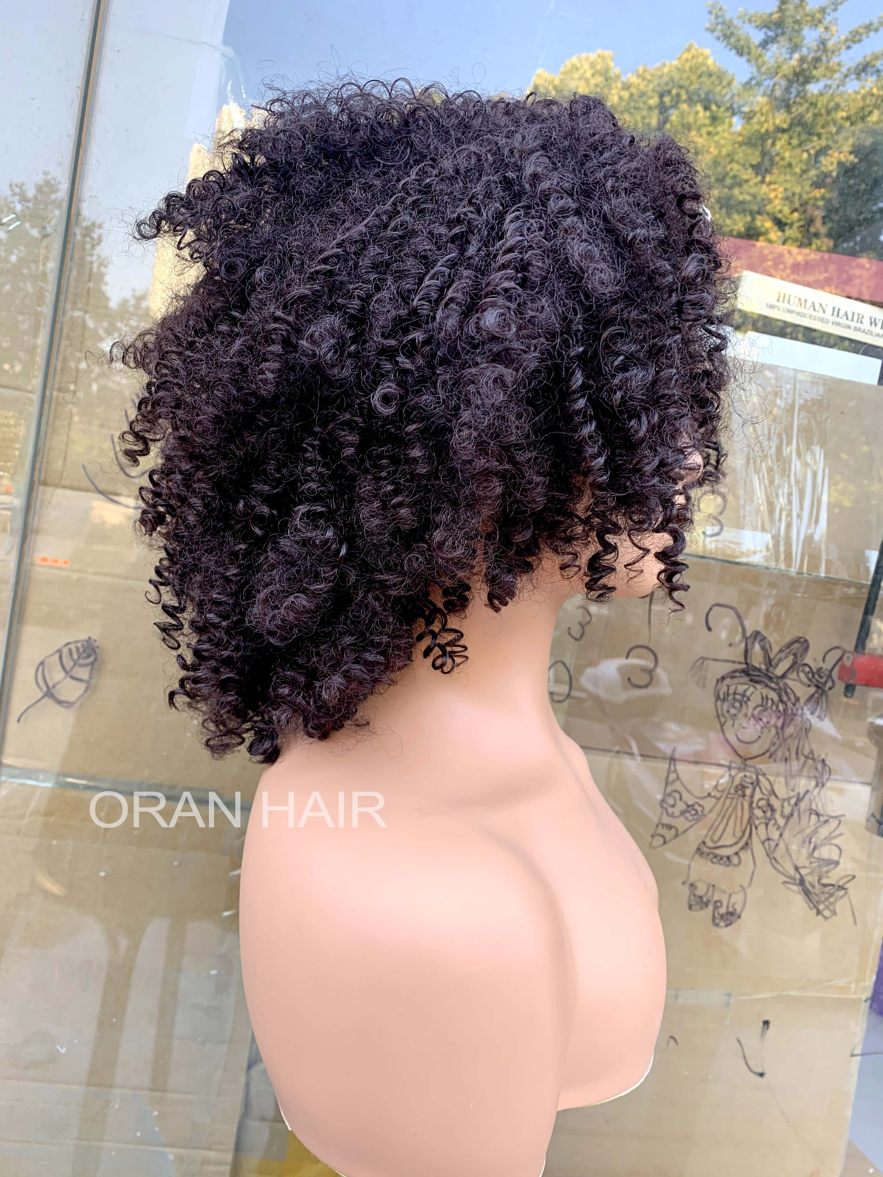 Curly Afro Heat Resistant Natural Short Wavy Attached Adjustable Headband Bobo Cheap Fiber Synthetic Woman Hair Wigs