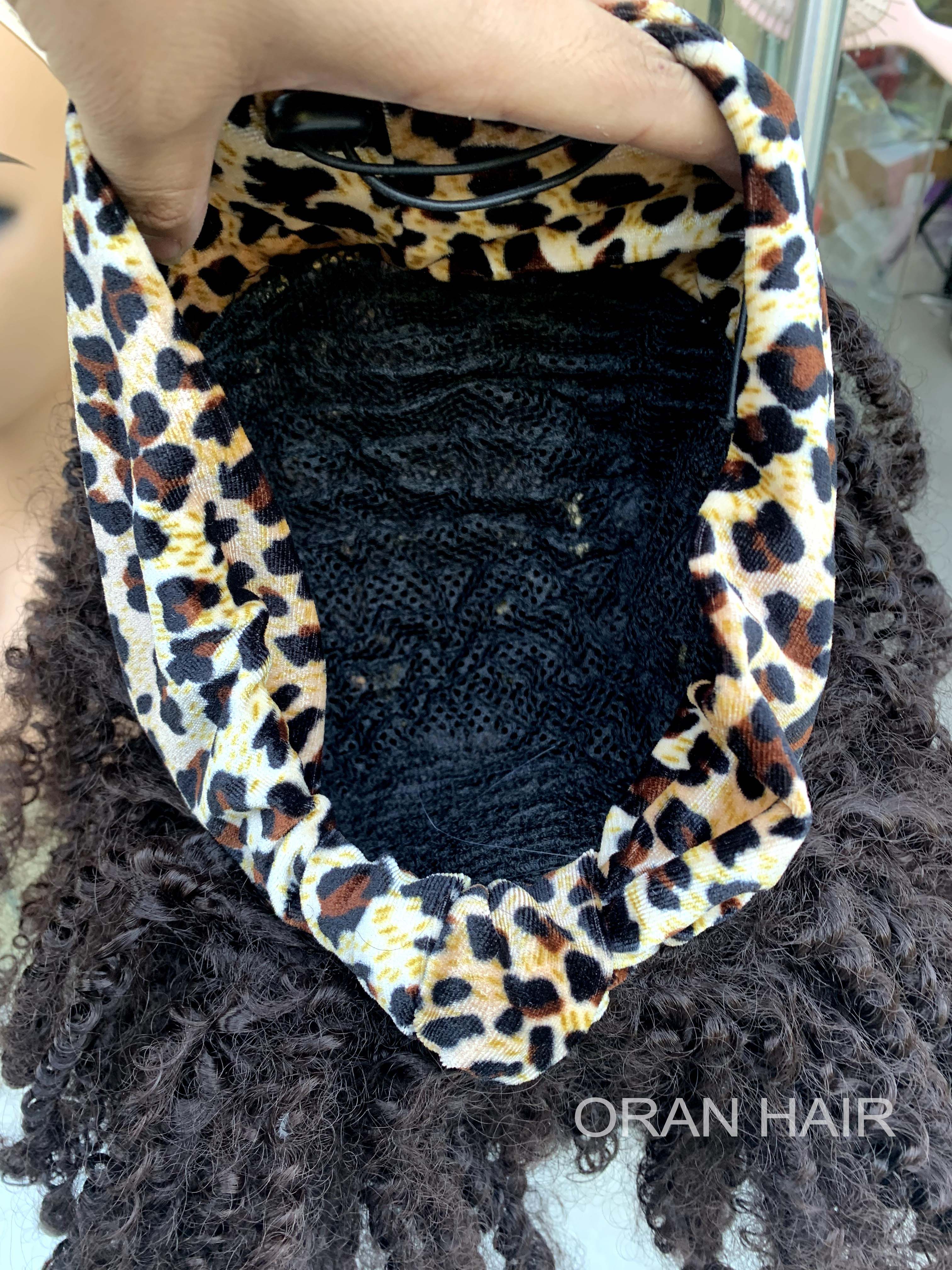 Curly Afro Heat Resistant Natural Short Wavy Attached Adjustable Headband Bobo Cheap Fiber Synthetic Woman Hair Wigs