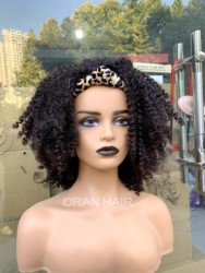 Curly Afro Heat Resistant Natural Short Wavy Attached Adjustable Headband Bobo Cheap Fiber Synthetic Woman Hair Wigs