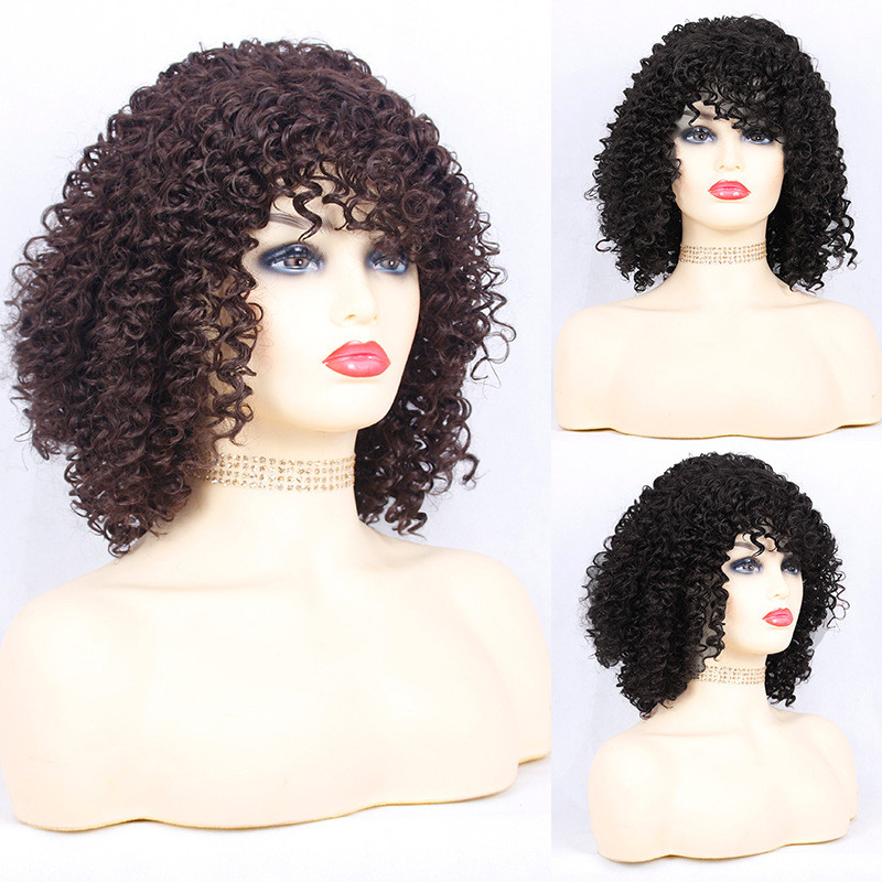 Africa Fluffy Big Bomb Deep Curl Black Color Heat Resistant Fiber Synthetic Hair Wig Cheap Synthetic Wigs