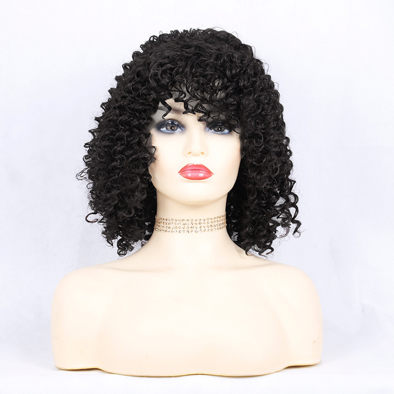 Africa Fluffy Big Bomb Deep Curl Black Color Heat Resistant Fiber Synthetic Hair Wig Cheap Synthetic Wigs