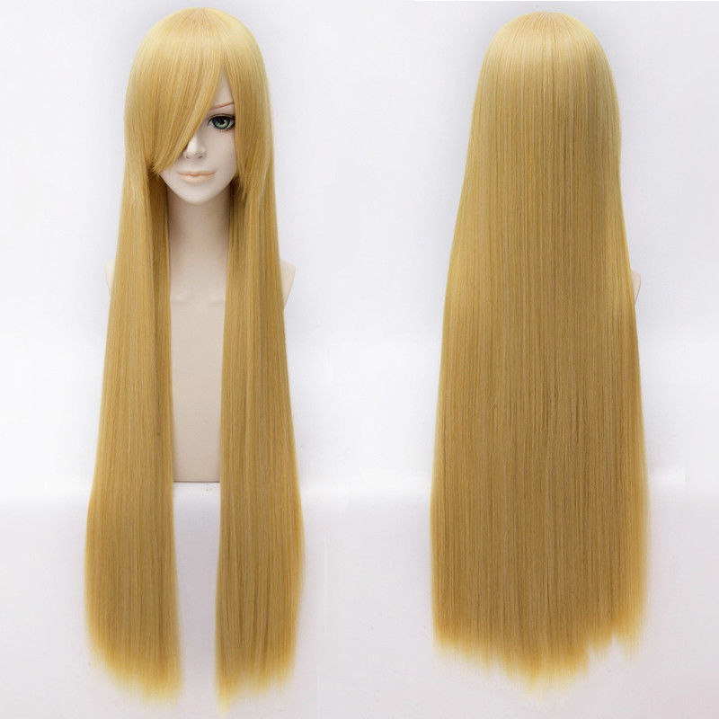  Anime Cosplay Wig Long Bone Straight Synthetic Hair Wigs 80cm Hair Oblique Bangs Party Fashion Wigs