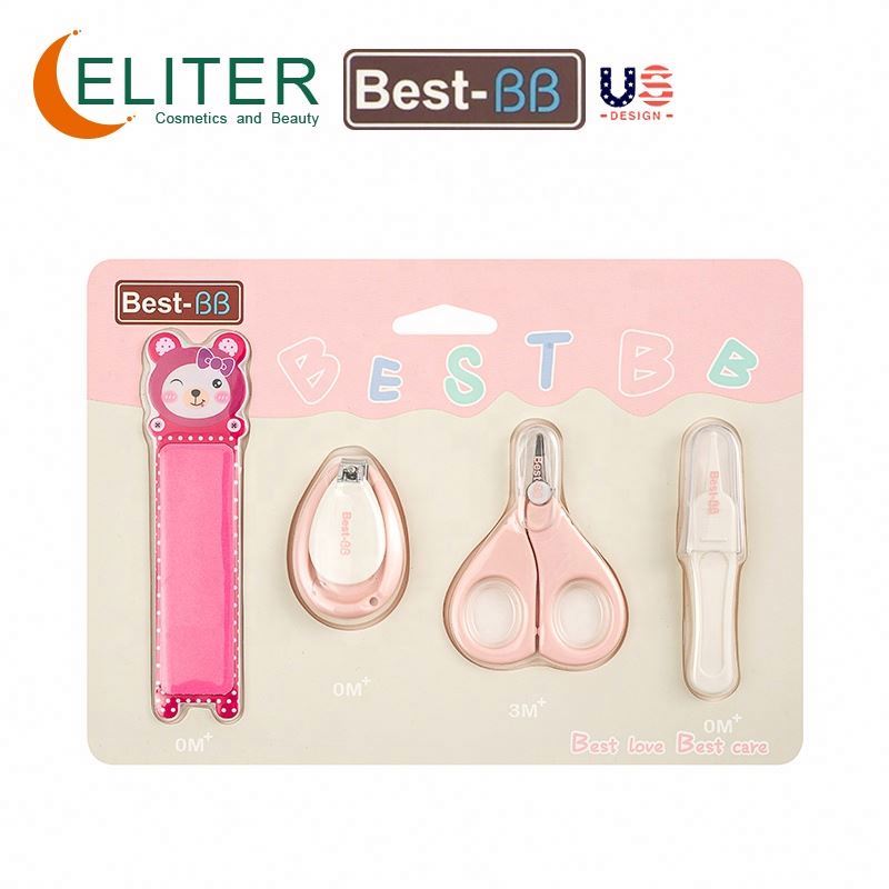 Eliter Hot Sell In Stock Eco-friendly 4-in-1 Baby Somm Set Baby Care Grooming Set Cute Manicure Set With Cardboard Pack