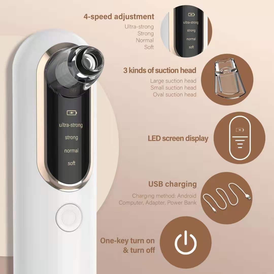 Blackhead Remover Spot Suction Electric Facial Pore Cleaner Skincare Exfoliating Beauty Instrument Black 3 Levels about 