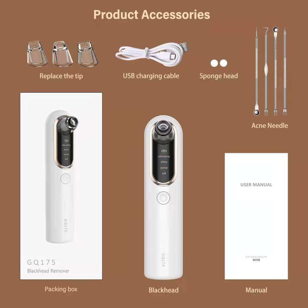 Blackhead Remover Spot Suction Electric Facial Pore Cleaner Skincare Exfoliating Beauty Instrument Black 3 Levels about 