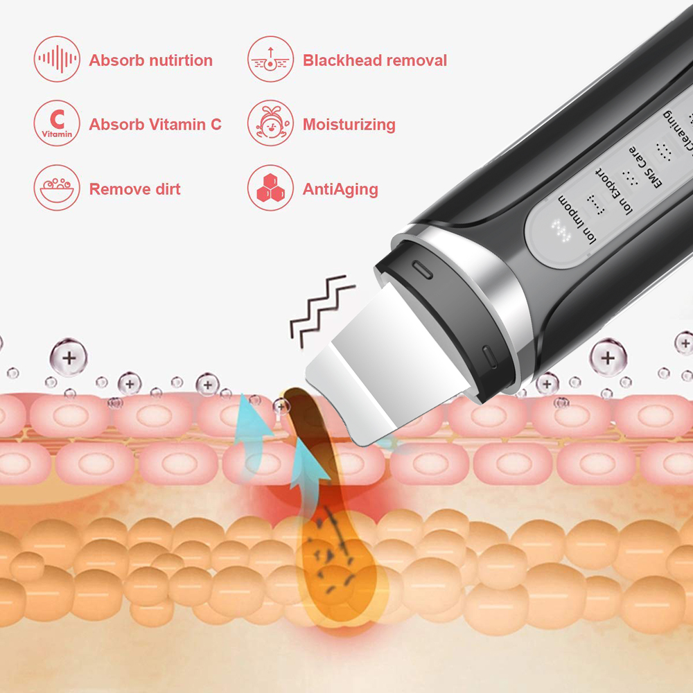 Beauty Care Equipment Facial Scraper Face Electric Ultrasound Ultrasonic Skin Spatula Scrubber
