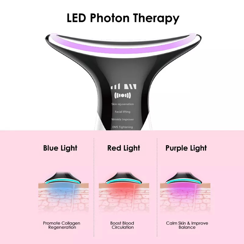 Electric LED Photon Heating Therapy Face Neck Lifitng Tighten Double Chin Removal Massager Facial Sagging Face Beauty Ca
