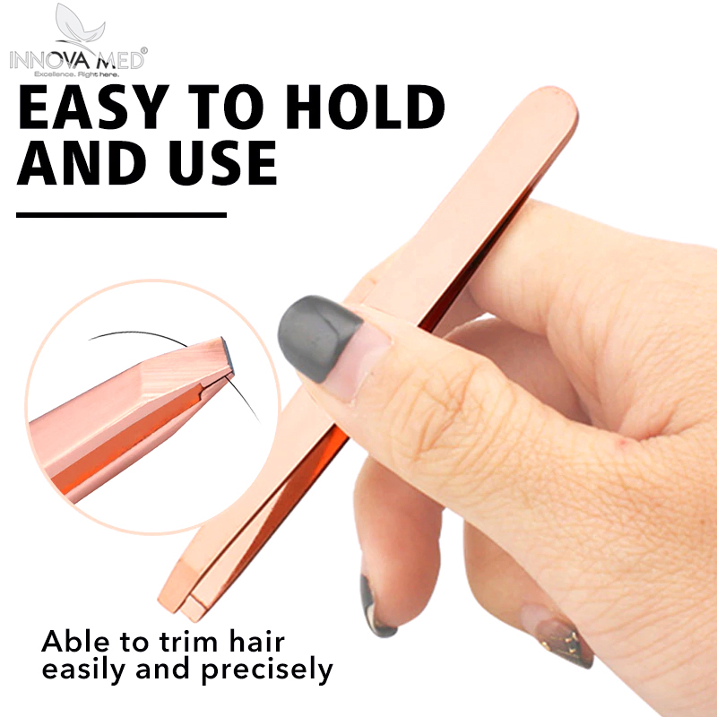 Hair Removal Tweezers Stainless Steel Eyebrow Tweezers Slanted Tip Face Harmless Makeup Beauty Tools By INNOVAMED INSTRU