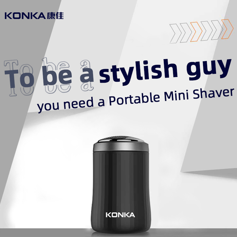 KONKA Portable Mini Shaver for Men, Mini USB Rechargeable Razor, Cordless Electric Trimmer with Waterproof Shaving Head