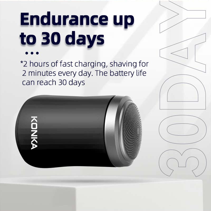 KONKA Portable Mini Shaver for Men, Mini USB Rechargeable Razor, Cordless Electric Trimmer with Waterproof Shaving Head