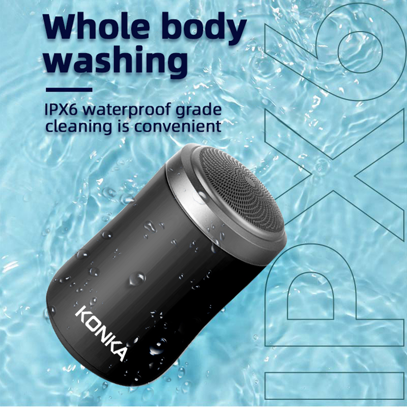 KONKA Portable Mini Shaver for Men, Mini USB Rechargeable Razor, Cordless Electric Trimmer with Waterproof Shaving Head