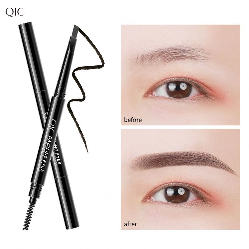 Dropshipping 5 Colors Dazzling Double-Headed Eyebrow Pencil With Brush Waterproof Sweat Proof Natural Long Lasting Spin
