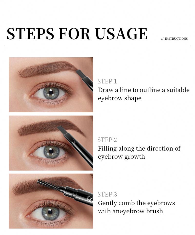 Dropshipping 5 Colors Dazzling Double-Headed Eyebrow Pencil With Brush Waterproof Sweat Proof Natural Long Lasting Spin