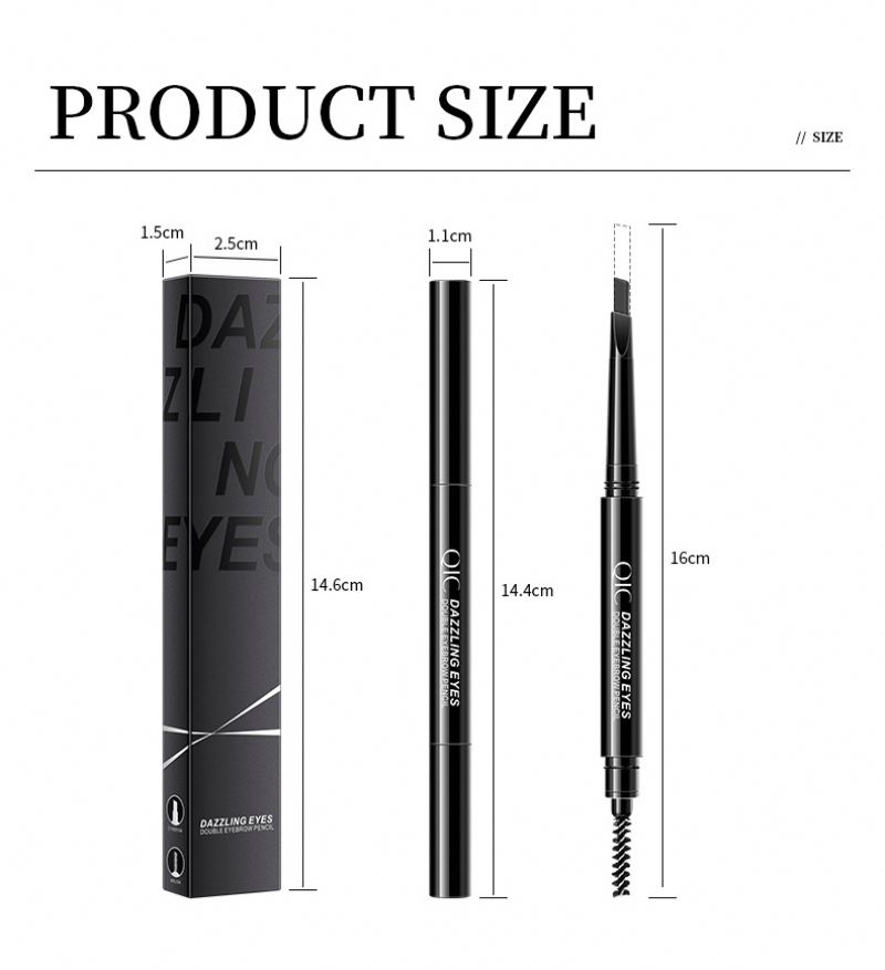 Dropshipping 5 Colors Dazzling Double-Headed Eyebrow Pencil With Brush Waterproof Sweat Proof Natural Long Lasting Spin
