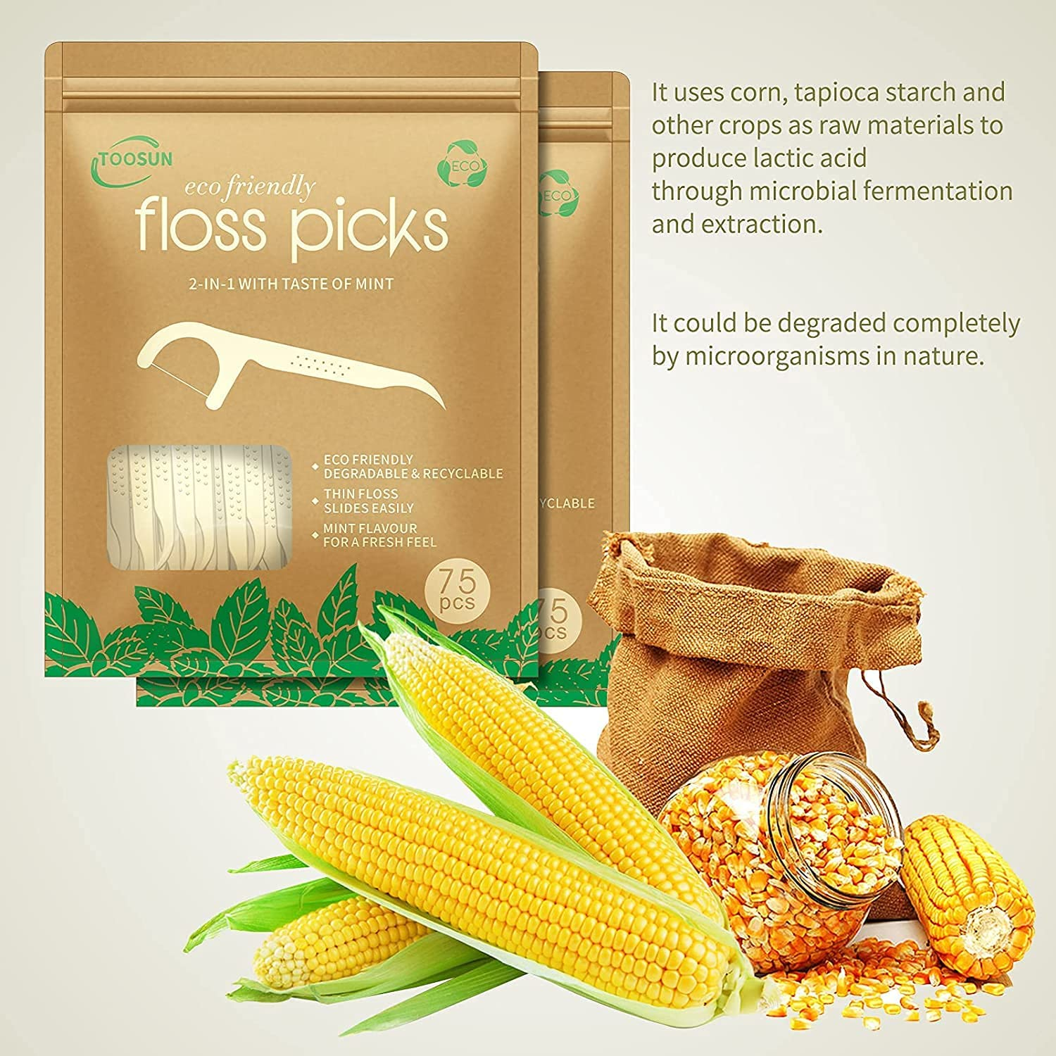 Low Price 30 Meters Natural dental floss pick In Kraft paper bag