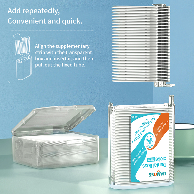 2022  eco degradable material adult dental floss pick with automatic replacement box