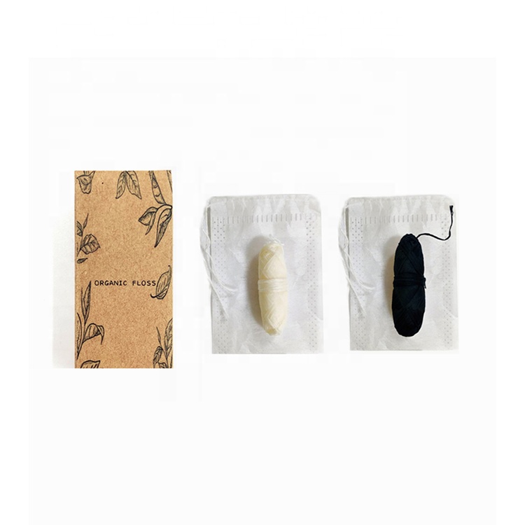 Biodegradable Dental Floss Refills Naturally  Candelilla Wax Silk Dental Floss Glass Holder Activated Charcoal Floss