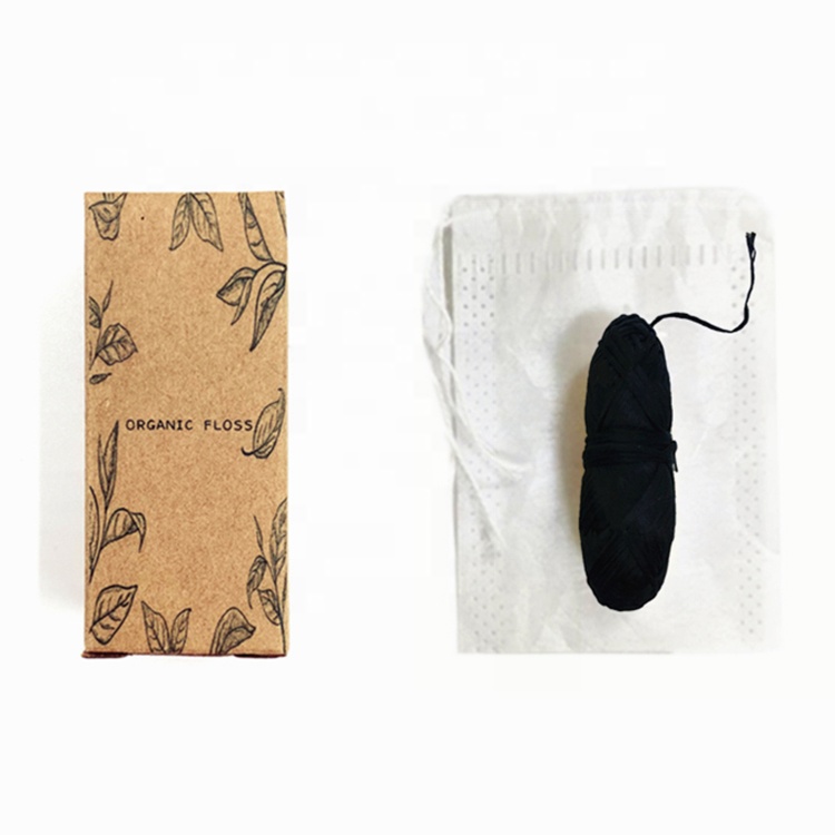 Biodegradable Dental Floss Refills Naturally  Candelilla Wax Silk Dental Floss Glass Holder Activated Charcoal Floss