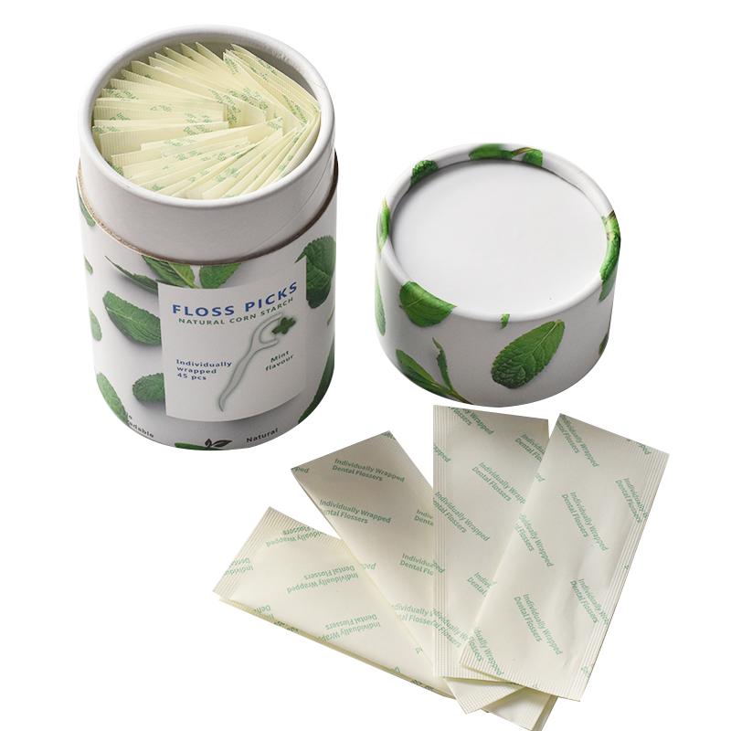 Promotion Vegan High quality biodegradable floss 45 pieces corn starch  floss pick dental floss tooth pick for home use