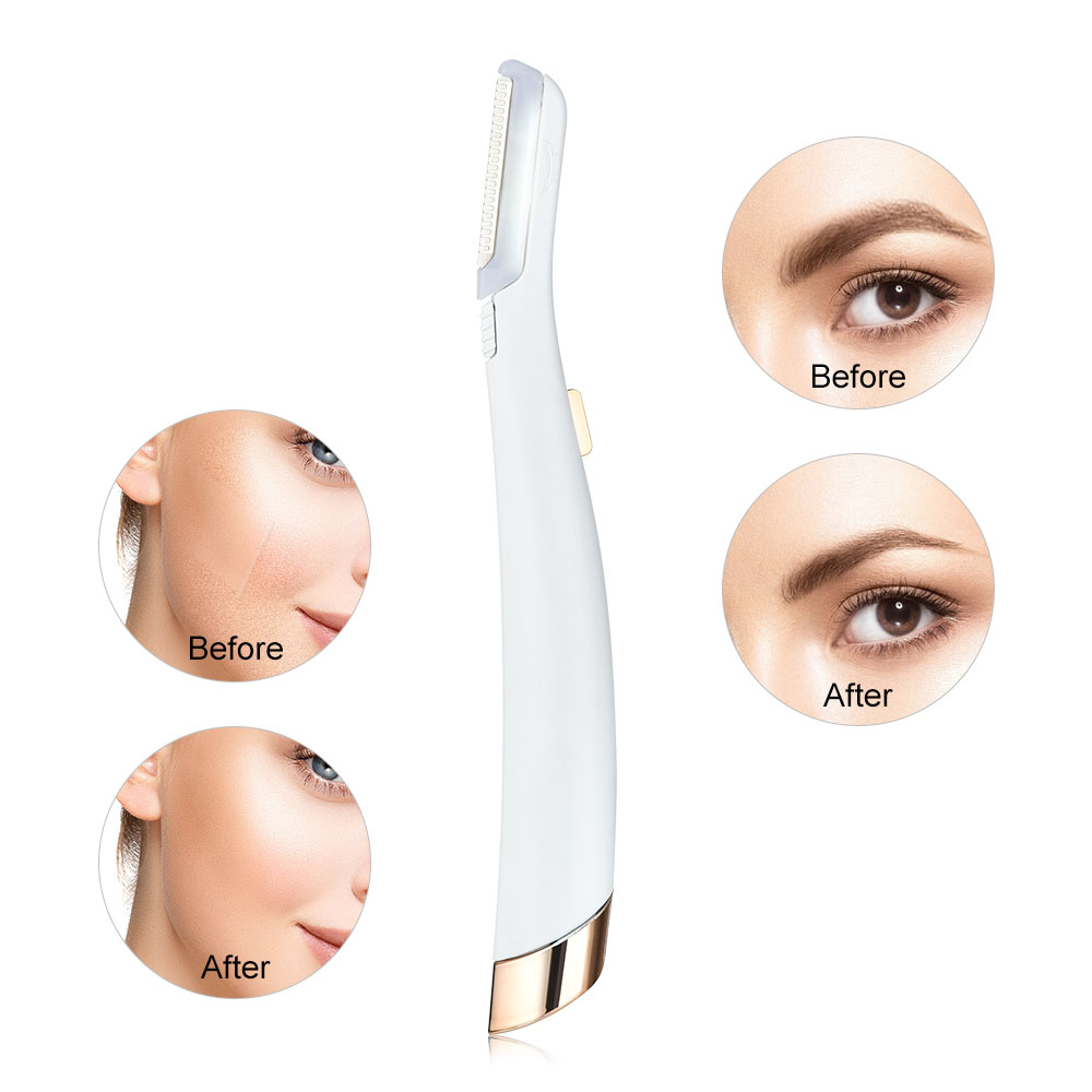 Epsilon Led Luminous Mini Lady Electric Blade Hair Remover Eyebrow Depilator Eye Brow Trimmer Shaver Set With 6 Shaving 