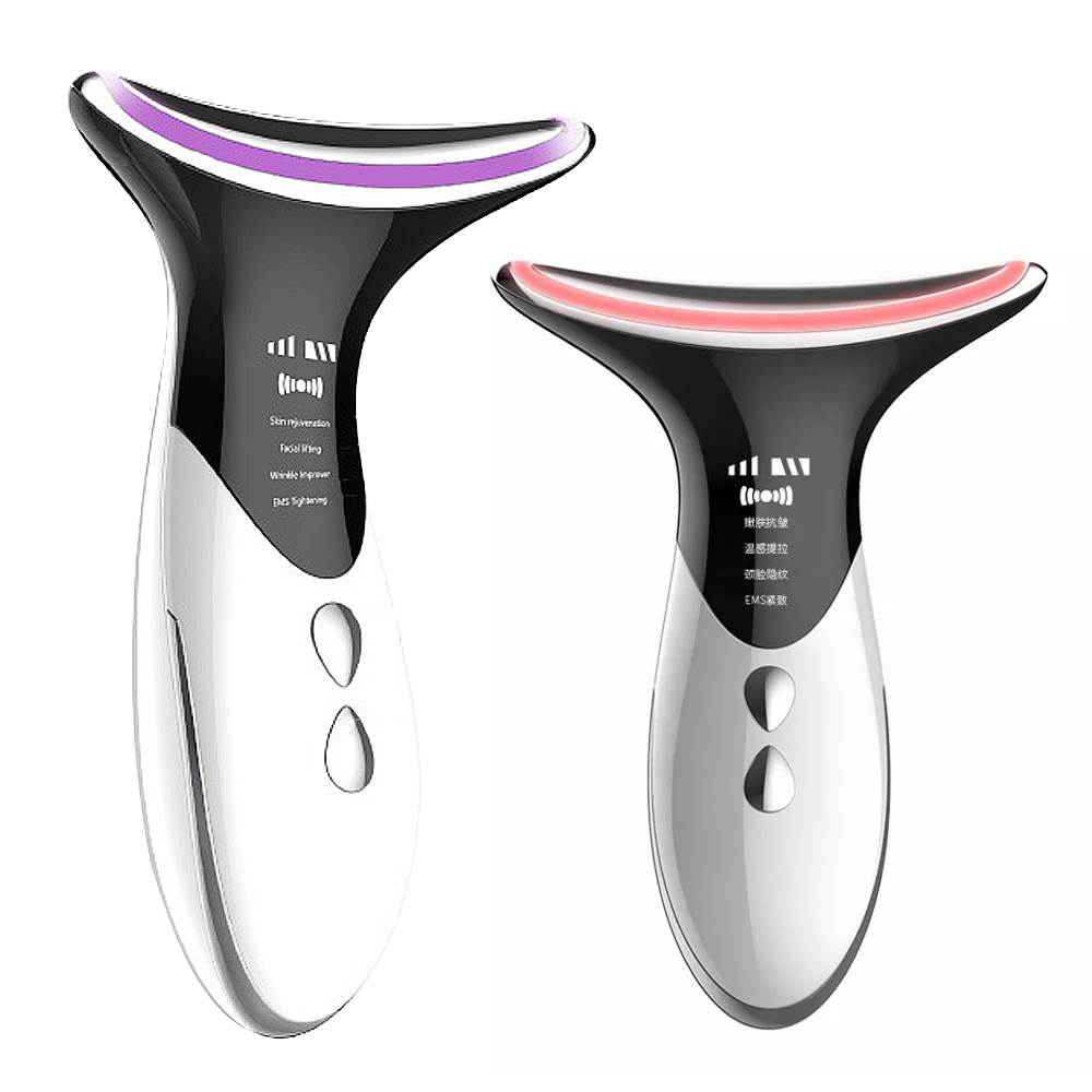Multi-Functional EMS Vibration Beauty Device Anti Wrinkle 3 Colors LED Photon Therapy Neck Face Lifting Massager