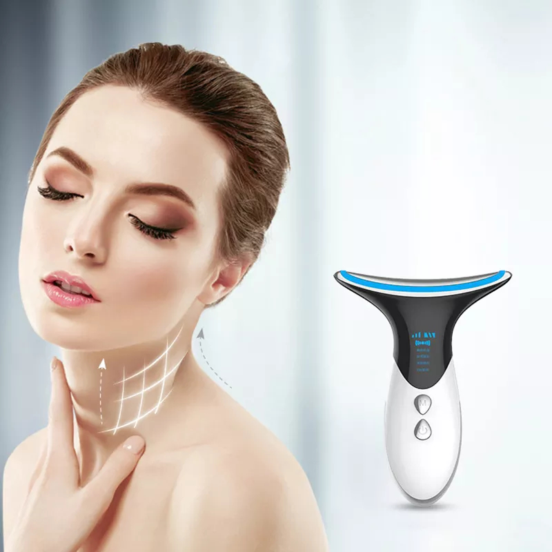 Multi-Functional EMS Vibration Beauty Device Anti Wrinkle 3 Colors LED Photon Therapy Neck Face Lifting Massager