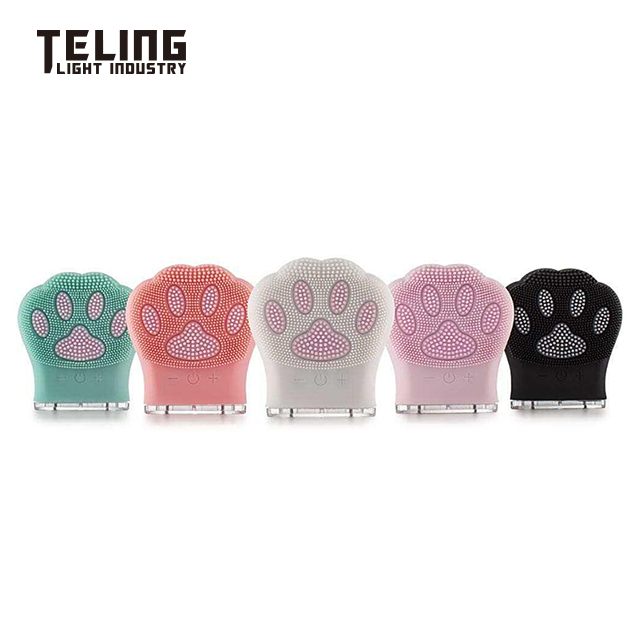 Electric Silicone Facial Cleanser Pore Cleaner Facial Sonic Cat Paw Ultrasonic  Cleansing Brush