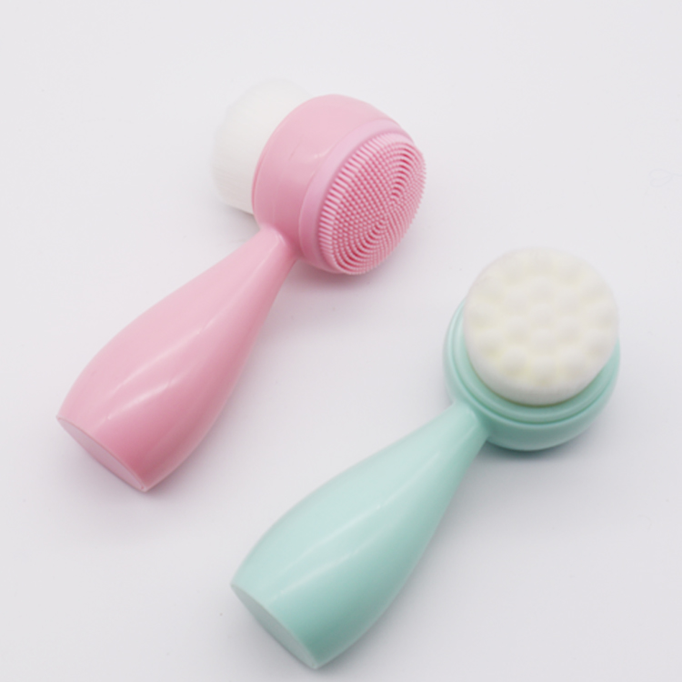 Hot Selling Private Label  Face Cleaning Brush 2 In 1 Skin Cleansing Facial Brush Make Up Tools