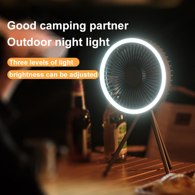 2023 New Arrivals Portable Detachable Tripod Fan Outdoor 10000Mah Rechargeable USB LED Tent Light Ceiling Fan For Campin