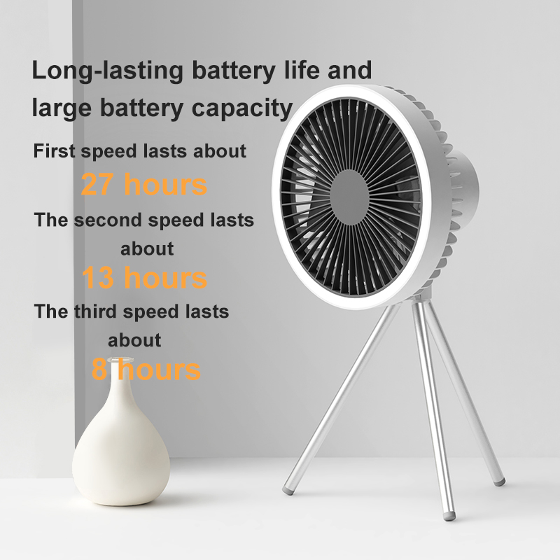 2023 New Arrivals Portable Detachable Tripod Fan Outdoor 10000Mah Rechargeable USB LED Tent Light Ceiling Fan For Campin