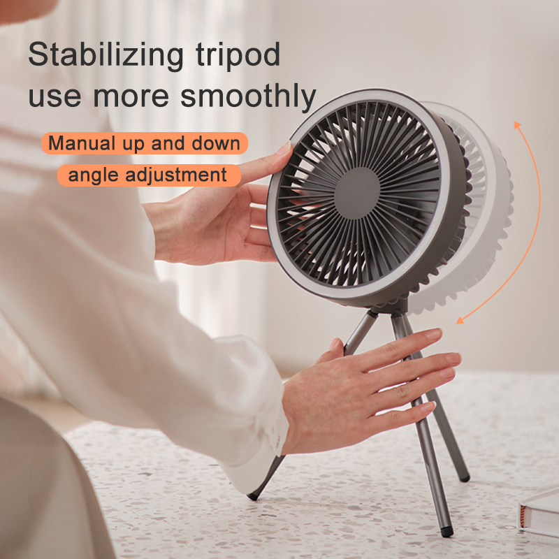 2023 New Arrivals Portable Detachable Tripod Fan Outdoor 10000Mah Rechargeable USB LED Tent Light Ceiling Fan For Campin