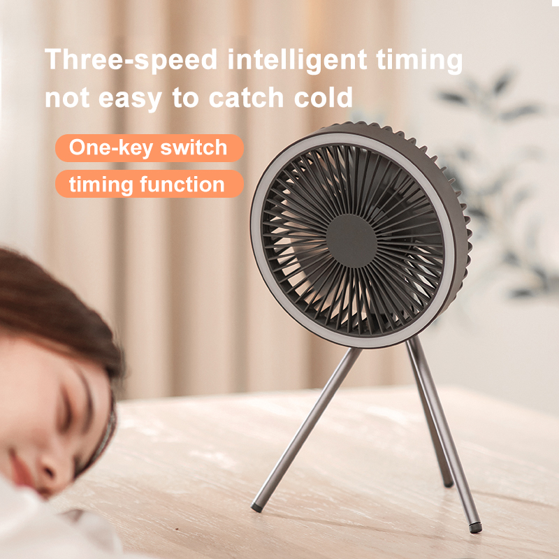 2023 New Arrivals Portable Detachable Tripod Fan Outdoor 10000Mah Rechargeable USB LED Tent Light Ceiling Fan For Campin