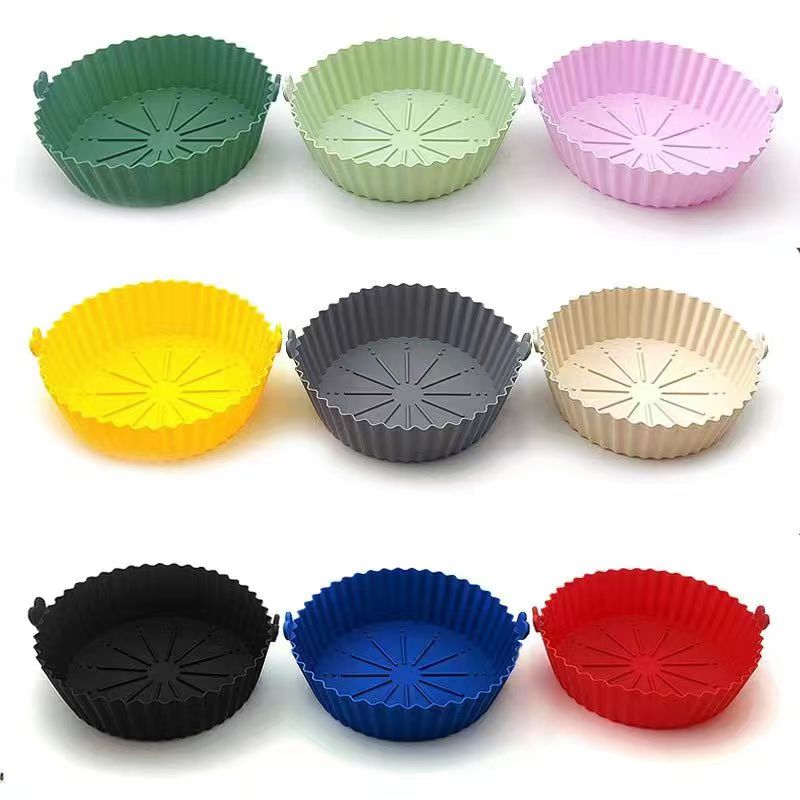 Colorful reusable 6.7in air fryer silicone pot for oven microwave baking pan air fryer liners