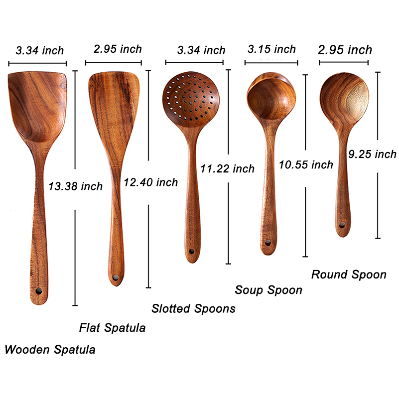 Kitchen Accessories Kitchen Tools Cooking Utensils Reusable Food Grade Cookware Wood Utensil Set for Home