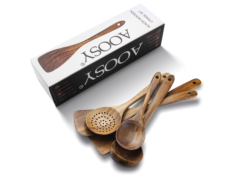 Kitchen Accessories Kitchen Tools Cooking Utensils Reusable Food Grade Cookware Wood Utensil Set for Home