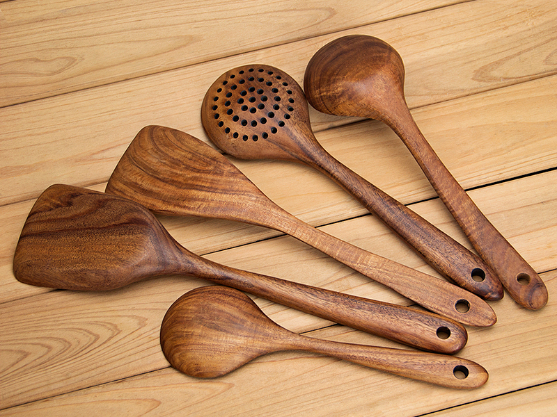 Kitchen Accessories Kitchen Tools Cooking Utensils Reusable Food Grade Cookware Wood Utensil Set for Home