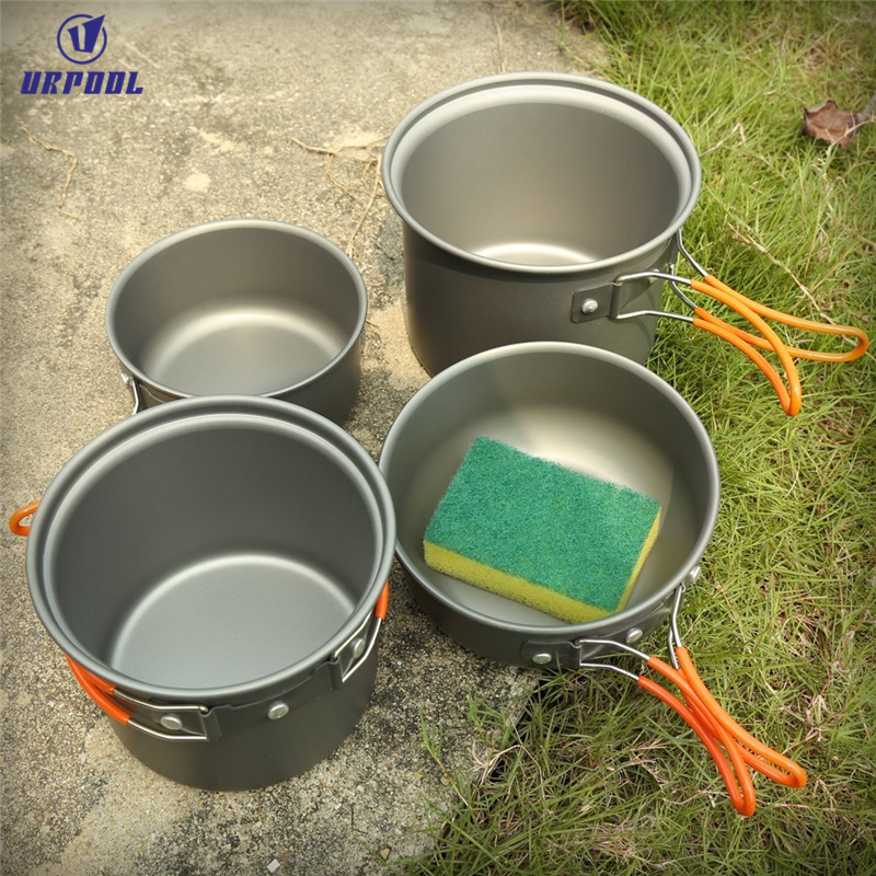 Hiking camping cookware set aluminum backpacking cook set  professional cookware mess kit