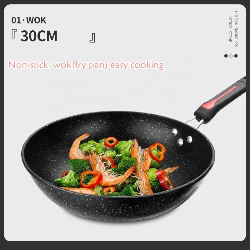 3 Pieces Cookware Pans and Pot, Nonstick Pots and Pans Set, Non Stick Stone Cookware Kitchen Cooking Set