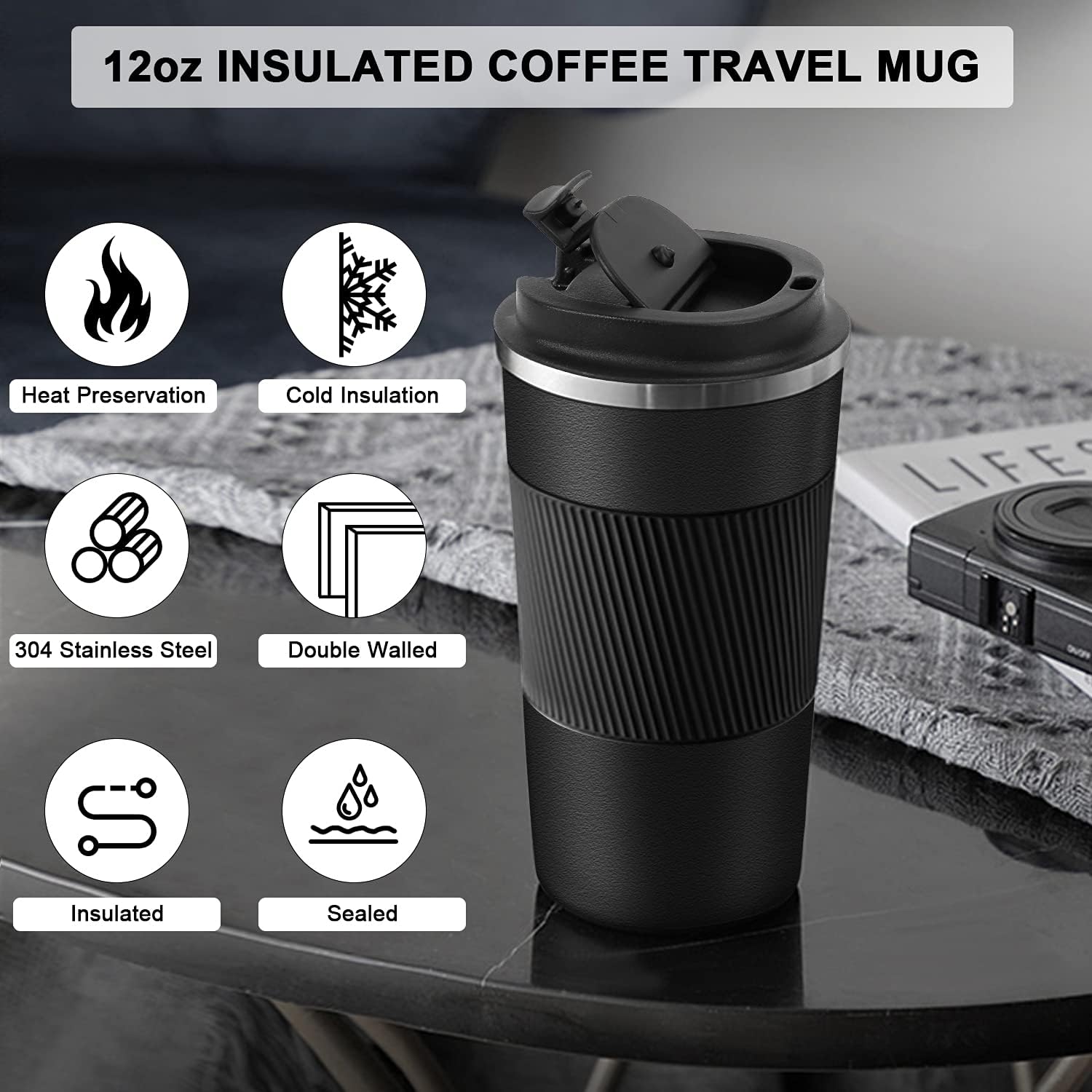 Reusable Leakproof Insulated Stainless Steel Tumbler Travel Car Coffee Mug Cups with Silicone Sleeve