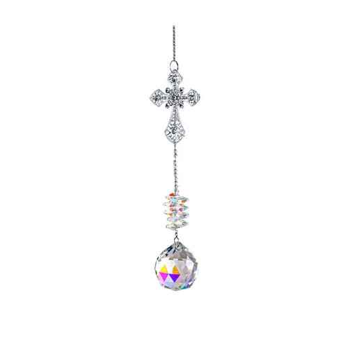 Cross Hanging Pendant Home Decor Garden Car Decoration Outdoor Crystal Ball