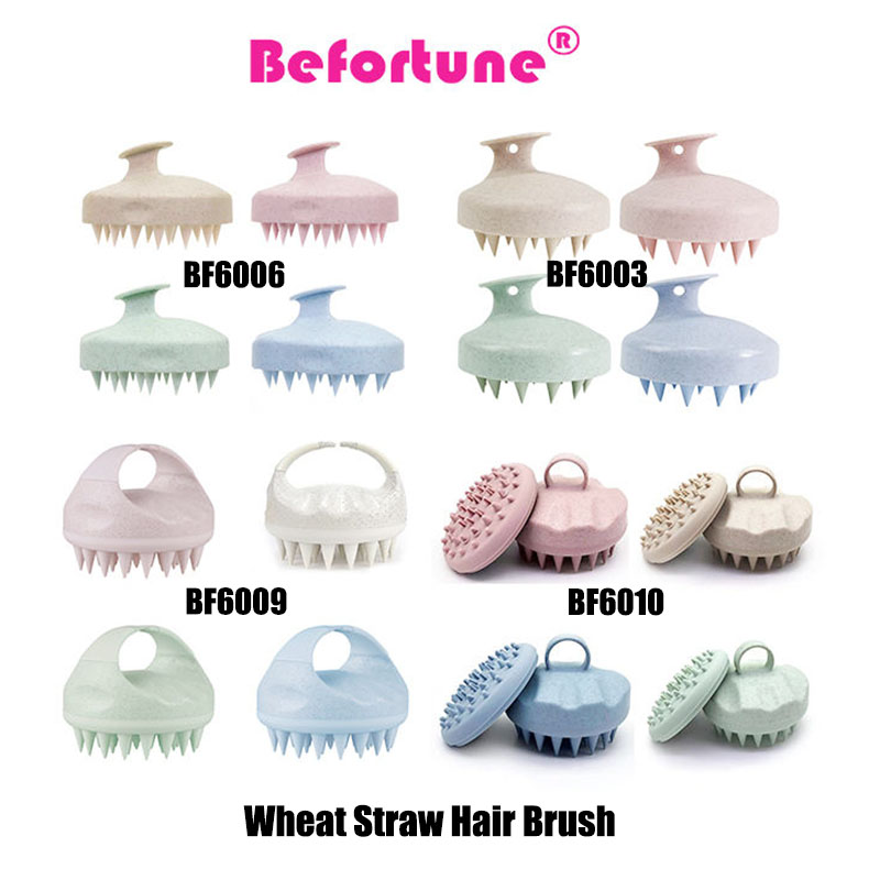  Wheat Straw Hair Shampoo Brush Flexible Soft Silicone Care Scalp Massager Hair Brush For Hair Care Head Relaxa