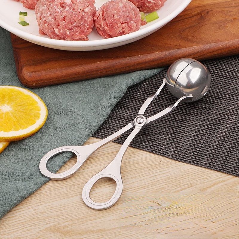 Stainless Steel Meat Baller Non-Stick Meatball Maker Tongs for Cake, Ice Cream Cookie Dough Scoop for Kitchen, Ball Size