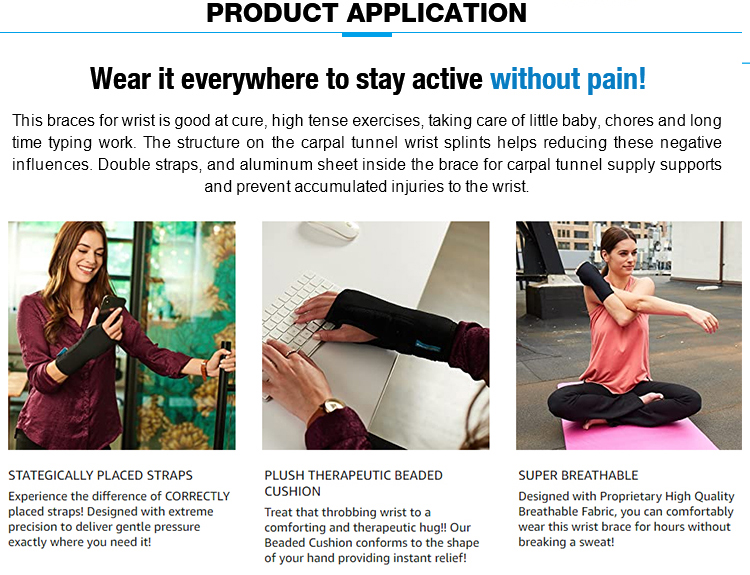 Breathable Neoprene Carpal Tunnel Relieve Treat Wrist Pain Splint Night Wrist Support Brace